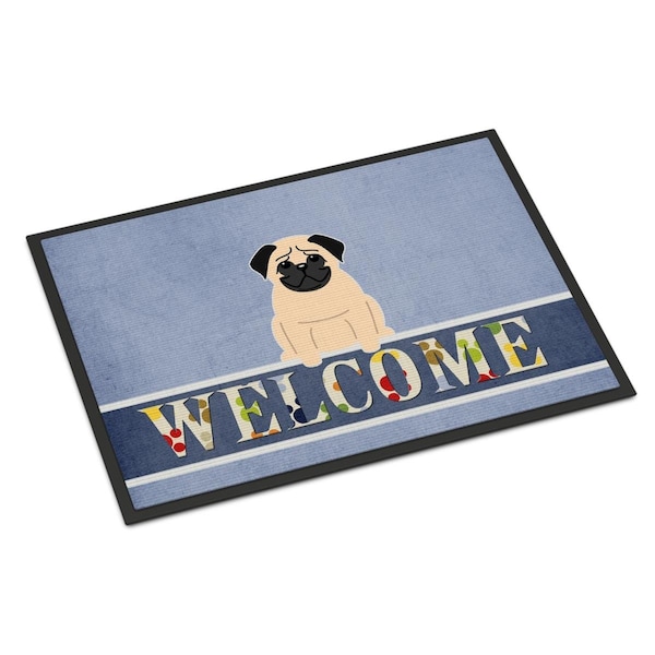 Carolines Treasures 18 x 27 in. Pug Fawn Welcome Indoor or Outdoor Mat CA70986 - main